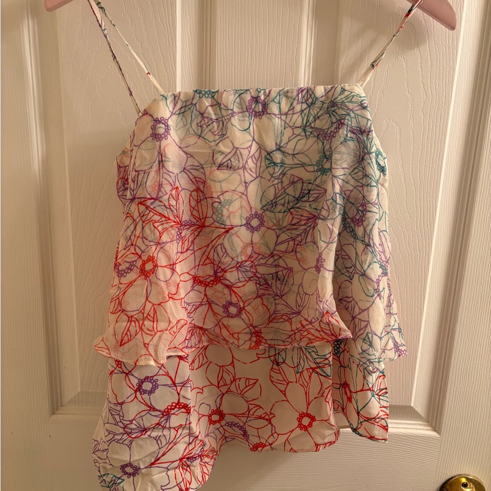Maeve Anthropologie Silk Multicolor Floral Camisole